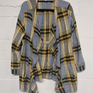 Plaid Open Front Cardigan